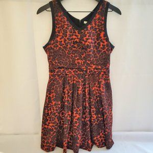 BB Dakota Black and Red/Orange Sleeveless Dress Animal Print Style Size 8